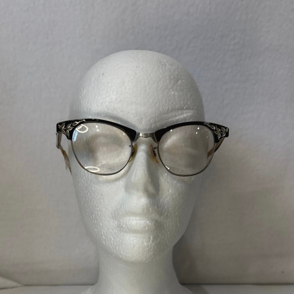 Vintage ArtCraft Bifocal Eyeglasses 1/10 12K GF Women's Black /Silver Cat Eye - Picture 2 of 9